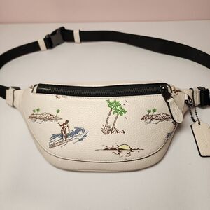 NWT Coach CBI28 Warren Mini Belt Bag With Surf Print Hawaii